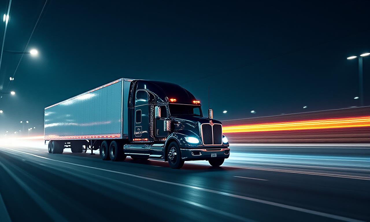 Modern logistics truck on a futuristic highway